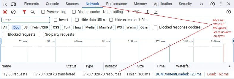 web developper console